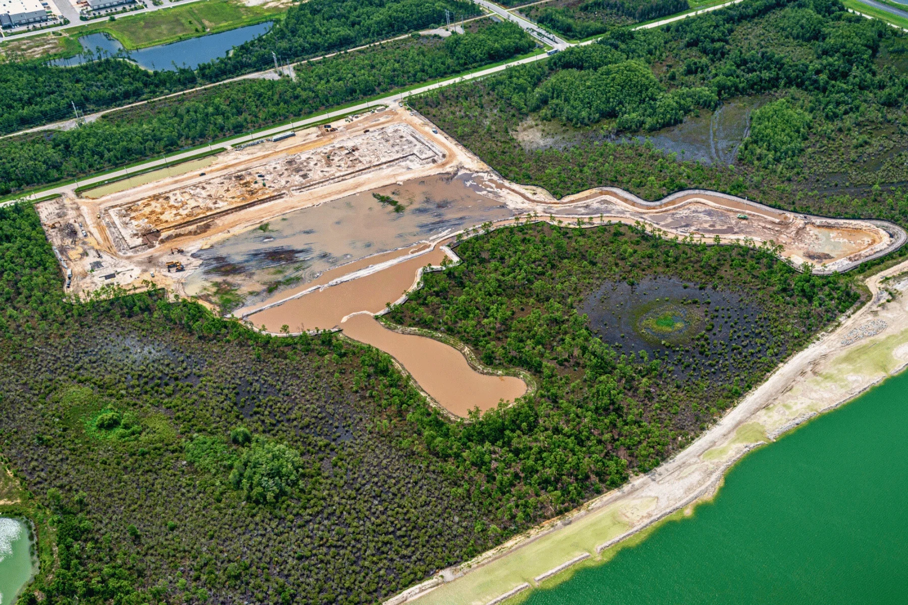 Aerial view of a land parcel being prepared for commercial development.